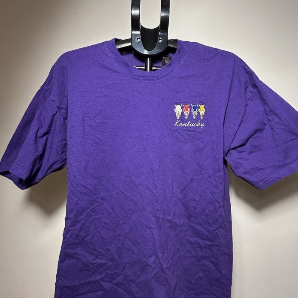 Vintage Gildan Purple Kentucky Derby Horse Racing Short Sleeve Tee